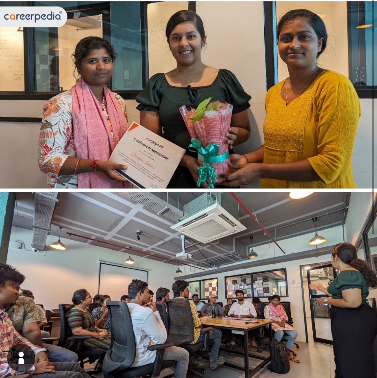 Student receiving a Certificate of Appreciation at Careerpedia