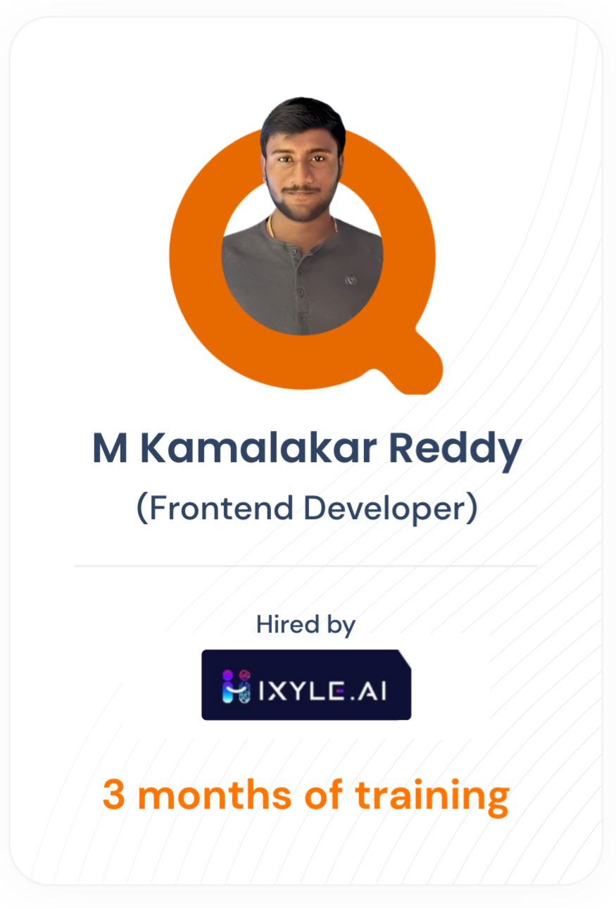 M Kamalakar Reddy — Frontend Developer success story