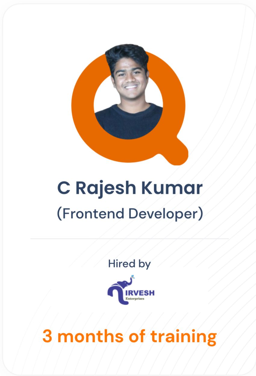 C Rajesh Kumar — Frontend Developer success story